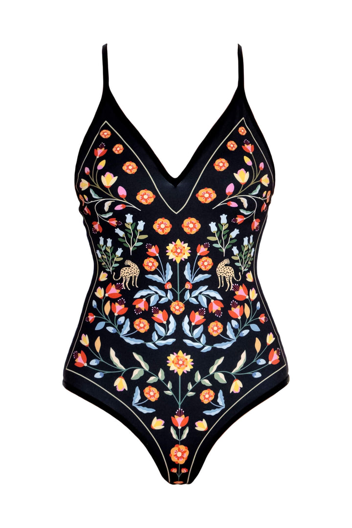 Night Imagination Reversible V-Neck One-Piece Swimsuit