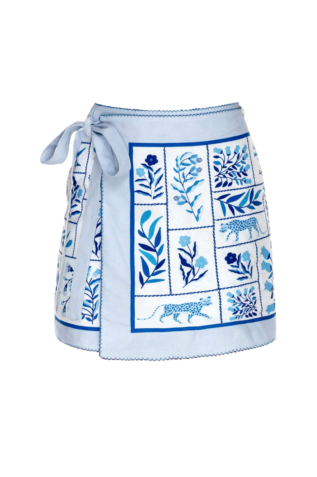 Swim Cover Up Skirt-Blue Garden