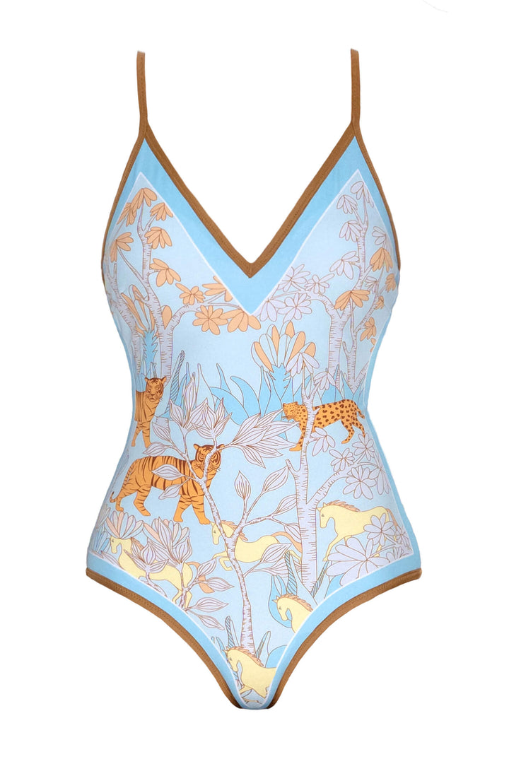 Jungle Adventure Reversible V-Neck One-Piece Swimsuit