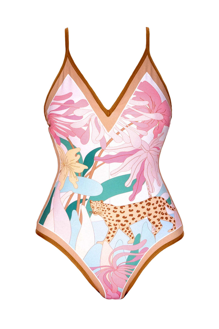 Blush Jungle Reversible V-Neck One-Piece Swimsuit