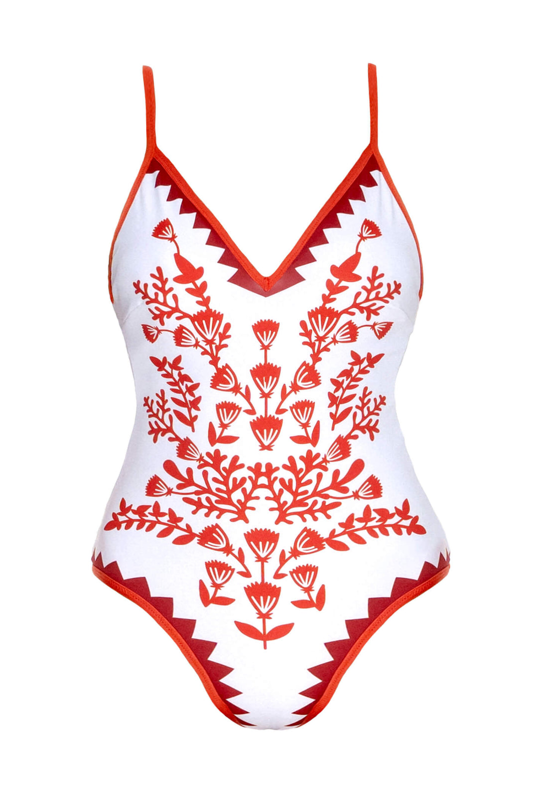 Red Coral Reversible V-Neck One-Piece Swimsuit
