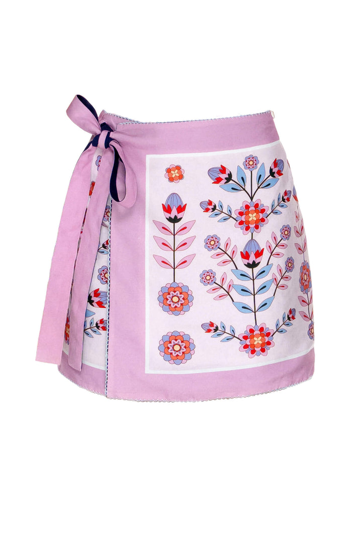 Swim Cover Up Skirt-Pink Garden