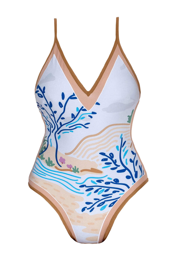 Pink Garden Reversible V-Neck One-Piece Swimsuit
