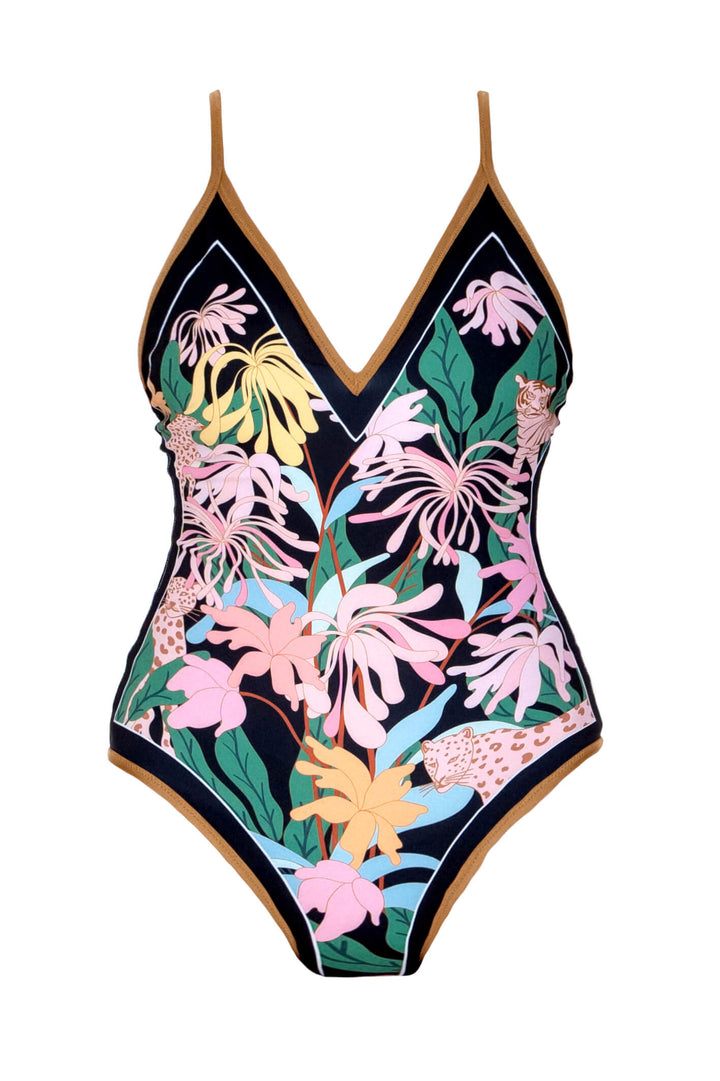 Blush Jungle Reversible V-Neck One-Piece Swimsuit