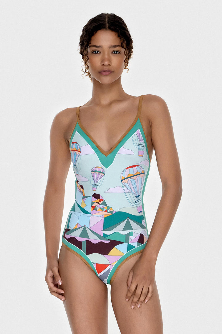 Jungle Adventure Reversible V-Neck One-Piece Swimsuit