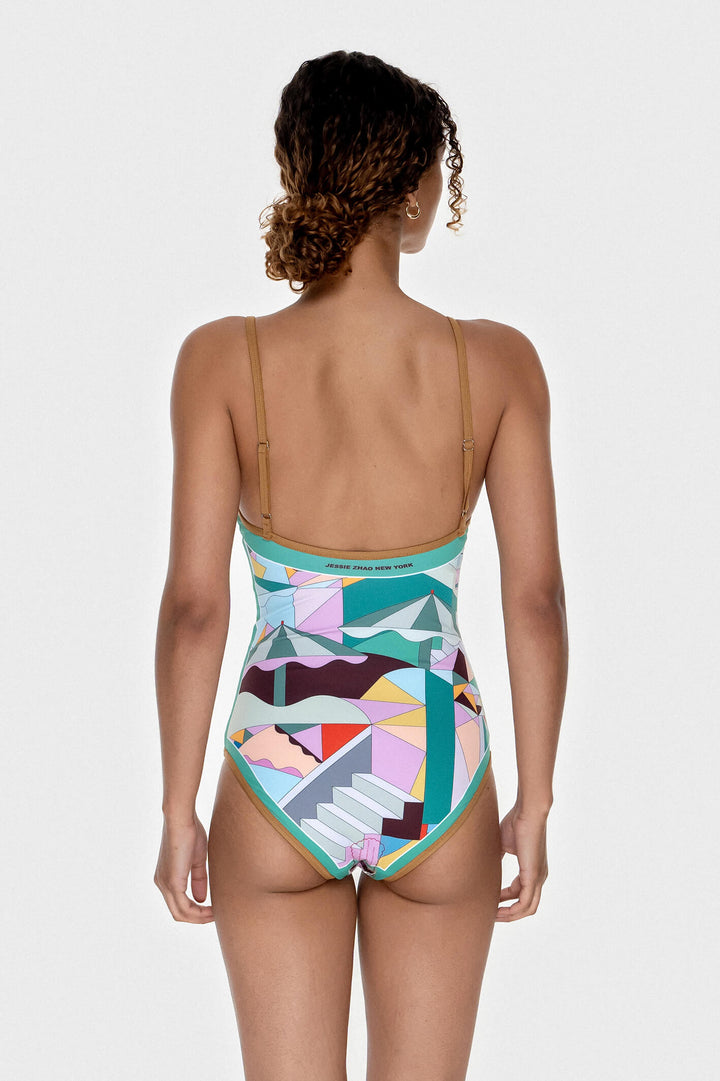 Jungle Adventure Reversible V-Neck One-Piece Swimsuit