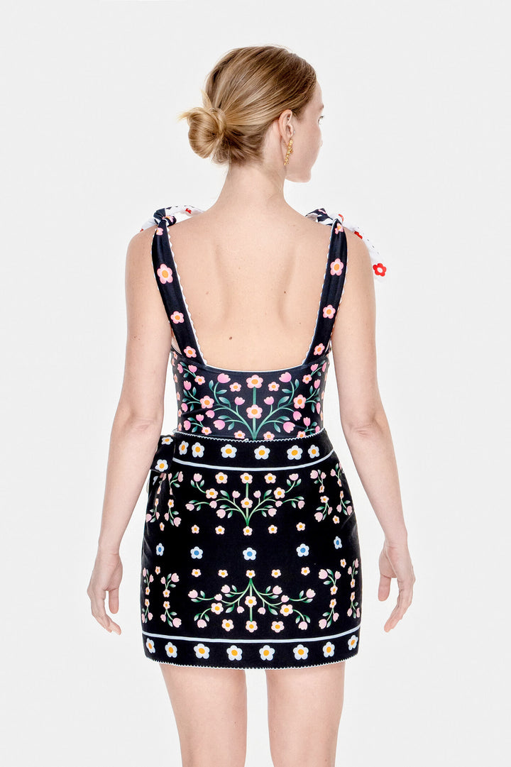 Swim Cover Up Skirt-Night Garden