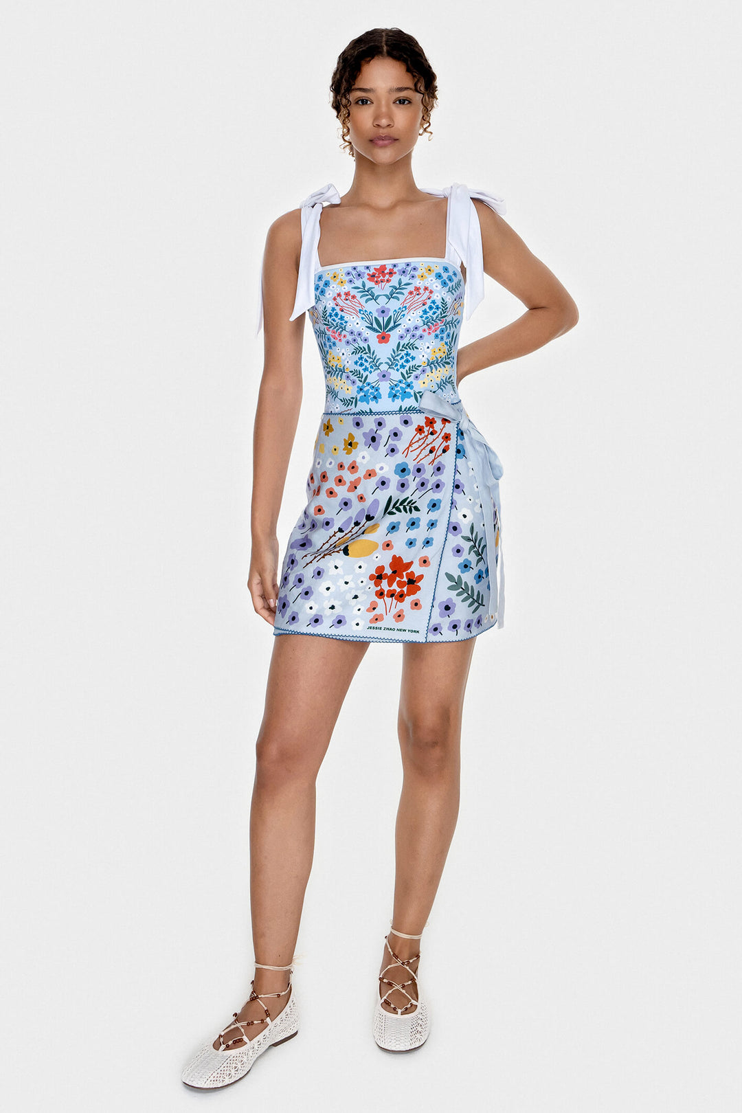 Swim Cover Up Skirt-Blue Garden