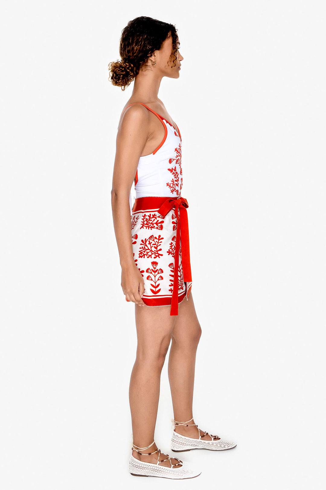 Swim Cover Up Skirt-Red Coral