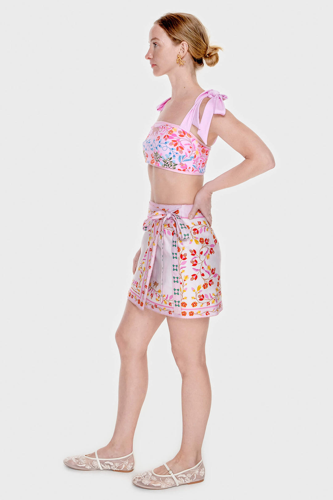 Swim Cover Up Skirt-Pink Blossom