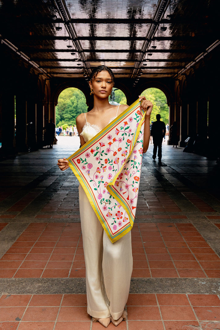 Limoncello Jardin Double Sided Silk Scarf