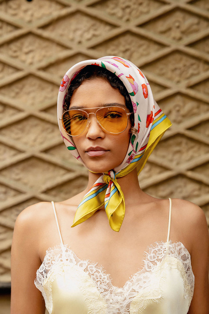 Limoncello Jardin Double Sided Silk Scarf
