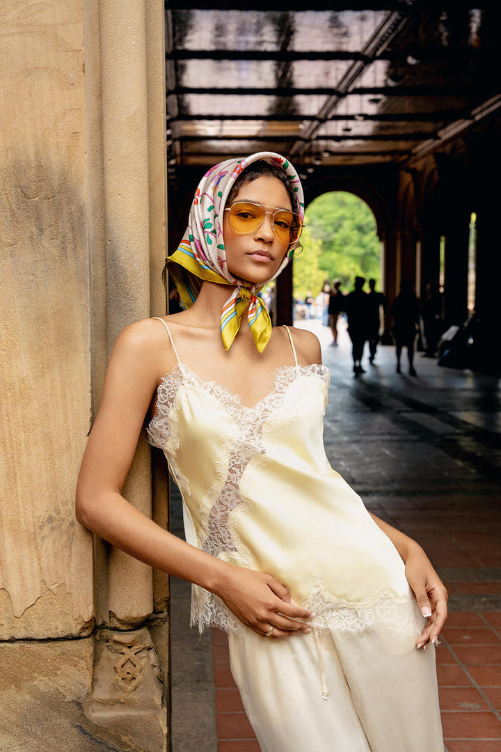 Limoncello Jardin Double Sided Silk Scarf