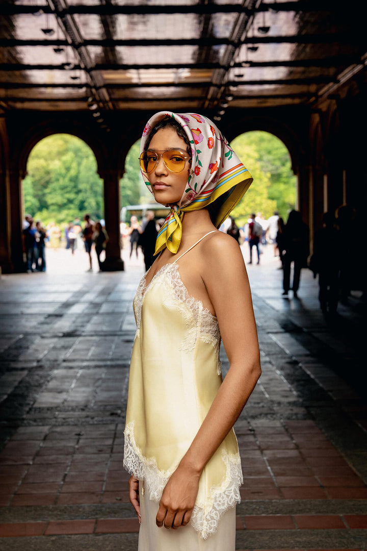 Limoncello Jardin Double Sided Silk Scarf