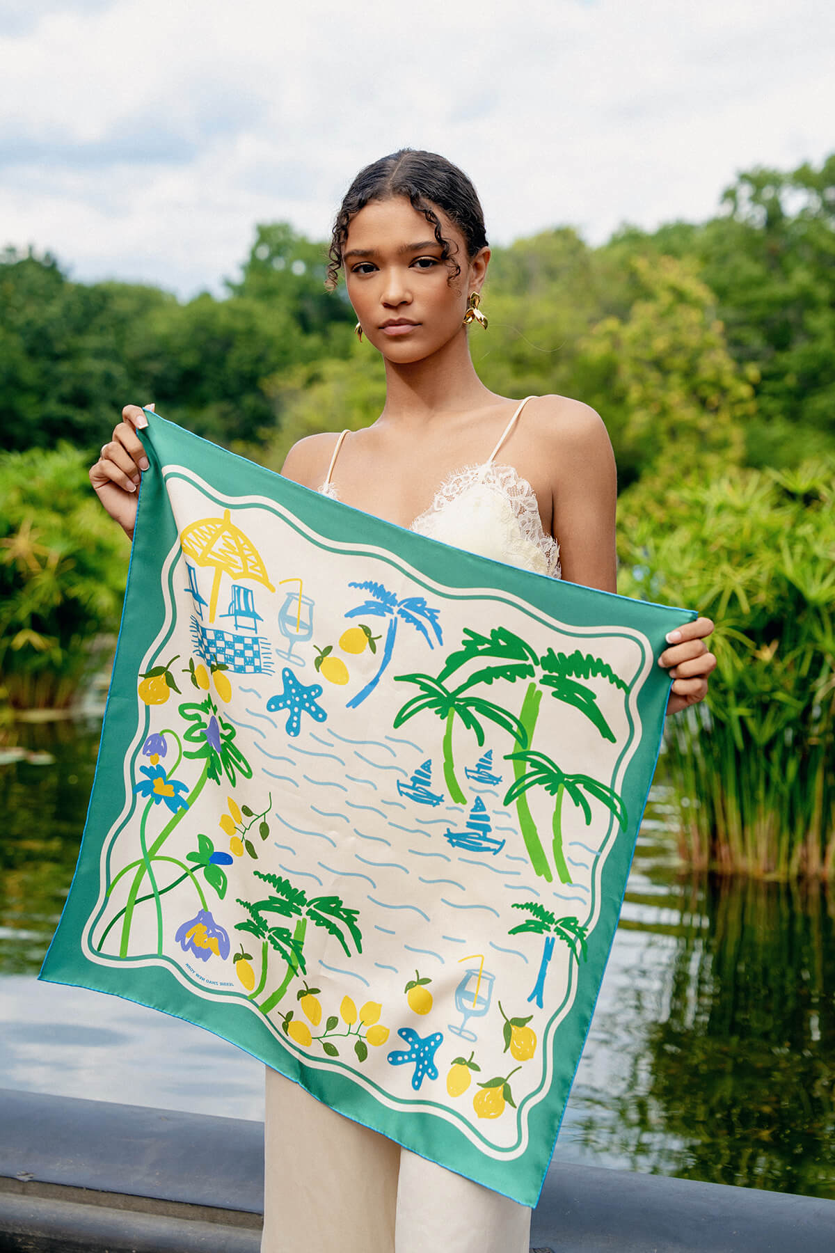 Capri Impression Double Sided Silk Scarf