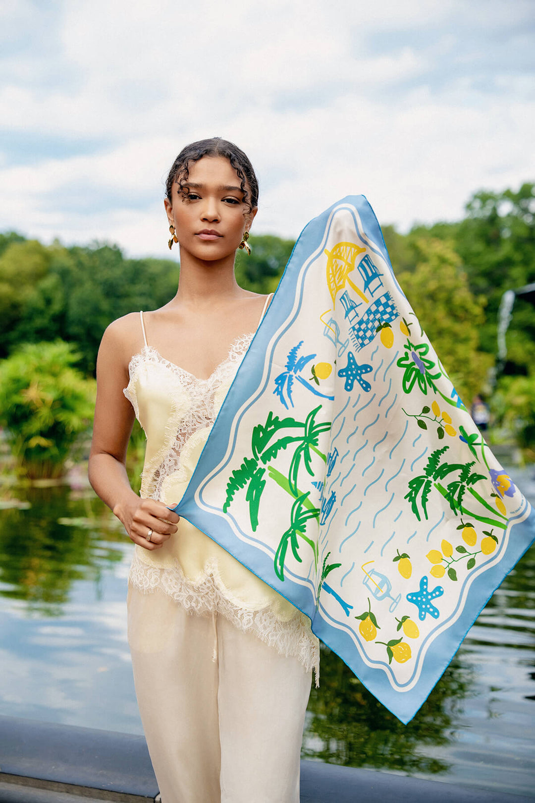 Capri Impression Double Sided Silk Scarf