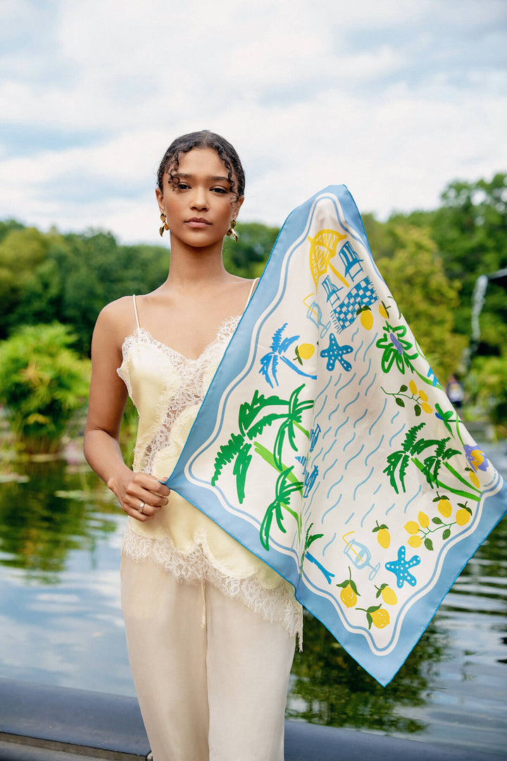 Capri Impression Double Sided Silk Scarf