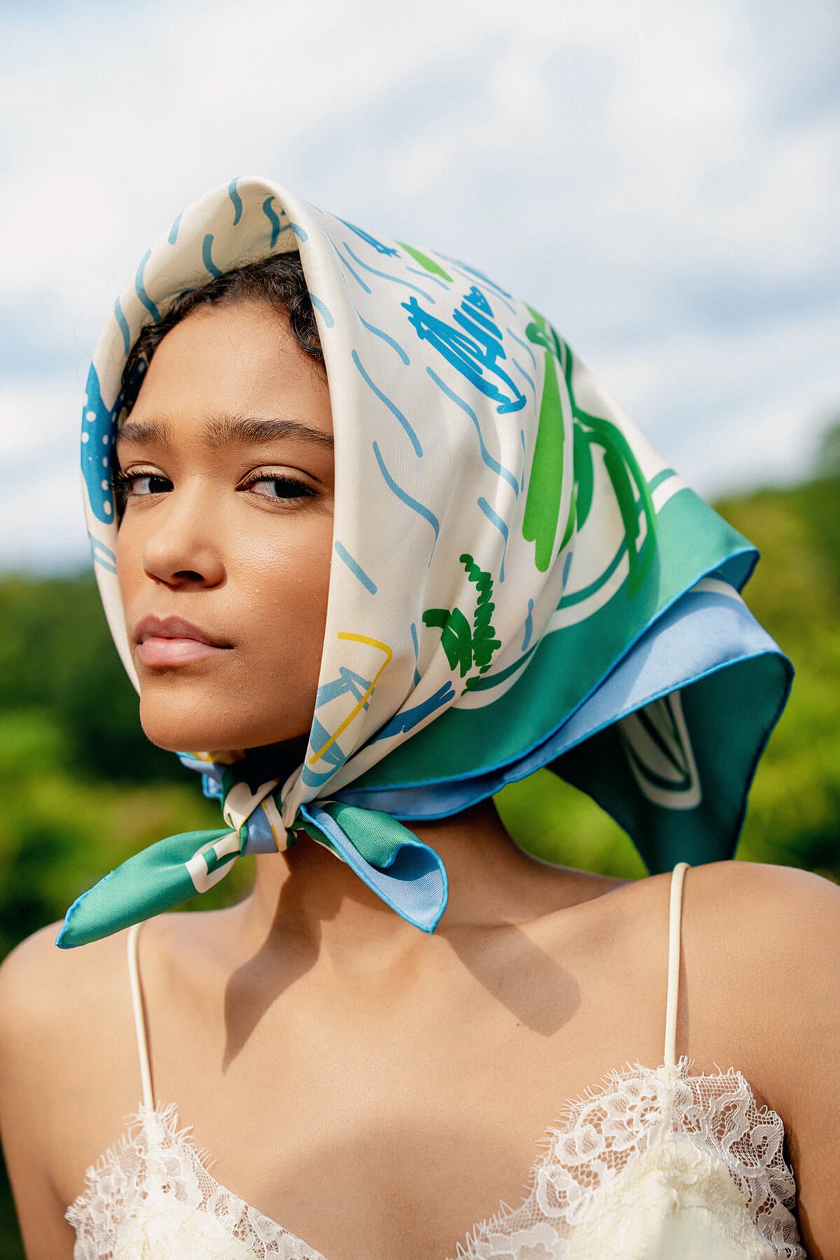 Capri Impression Double Sided Silk Scarf