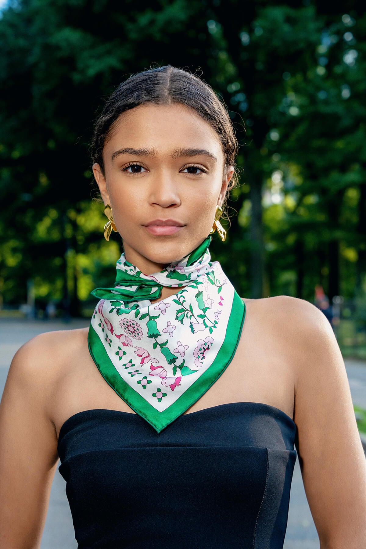 JUNTAE KIM 24aw SCARF NEWSBOY CAP千鳥格子 Ivy Parterre Double Sided Silk Scarf