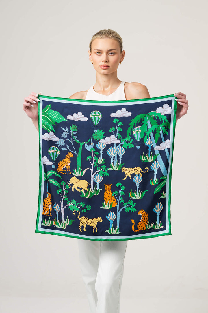 Jungle Carnival Double Sided Silk Scarf