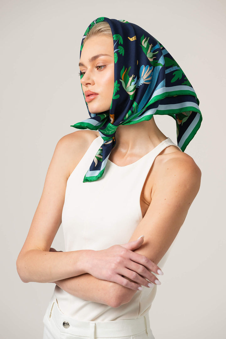 Jungle Carnival Double Sided Silk Scarf