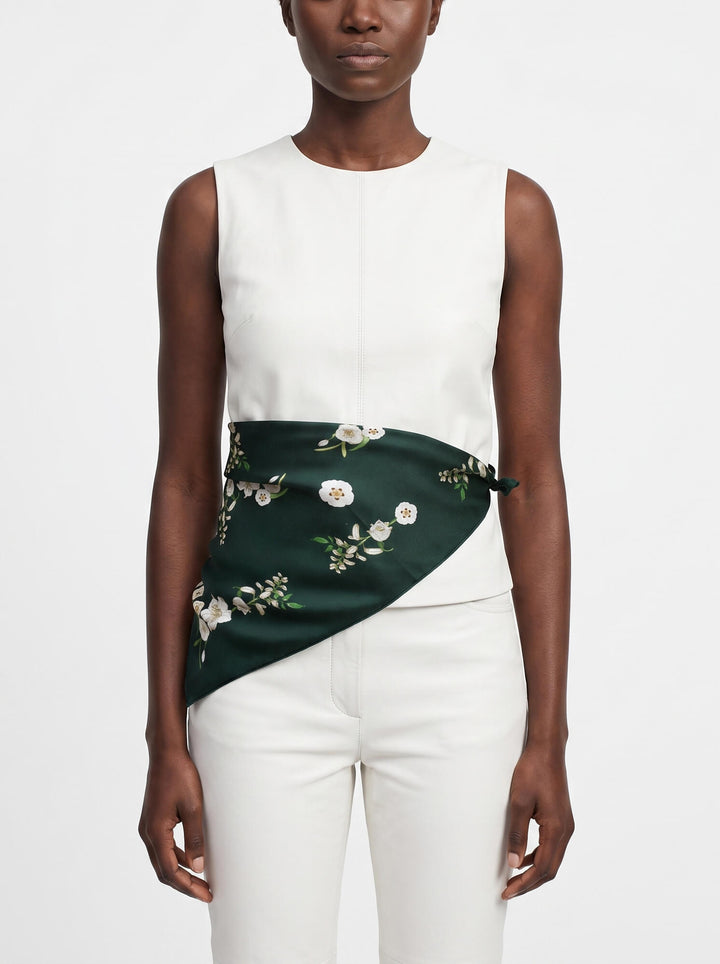 Lily Garden Double Sided Silk Scarf - Green