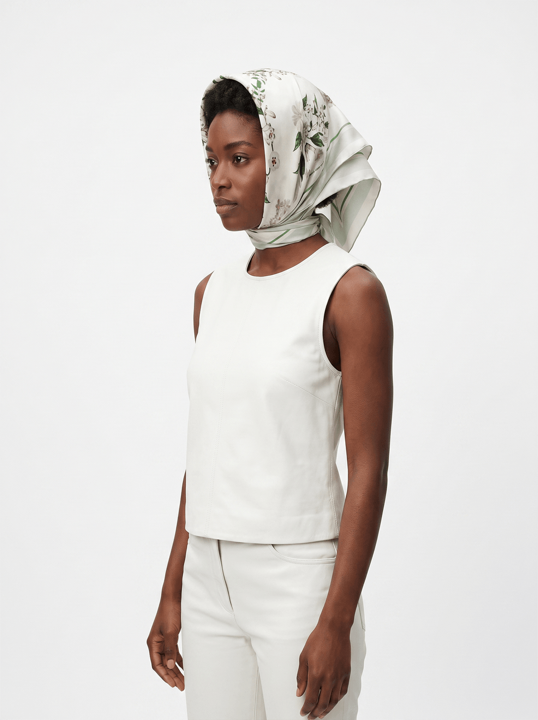 Lily Garden Double Sided Silk Scarf - Ivory