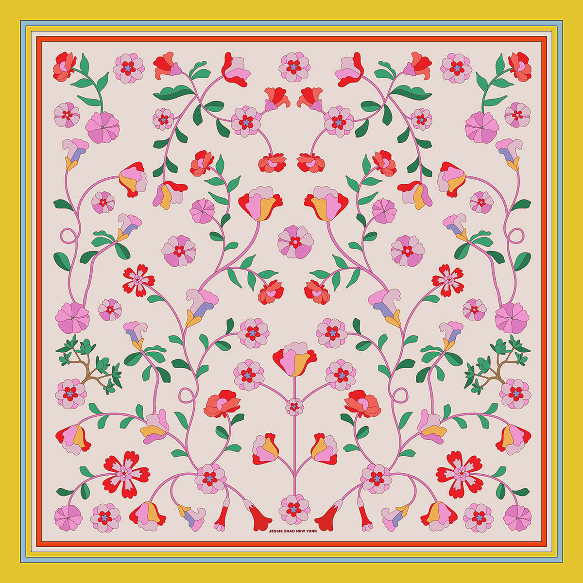 Limoncello Jardin Double Sided Silk Scarf