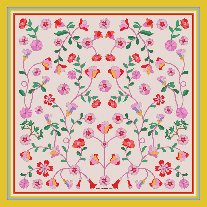 Limoncello Jardin Double Sided Silk Scarf
