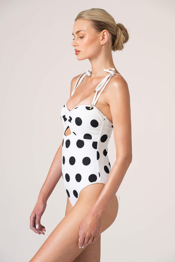 Paris Polka Reversible Cutout One Piece Swimsuit