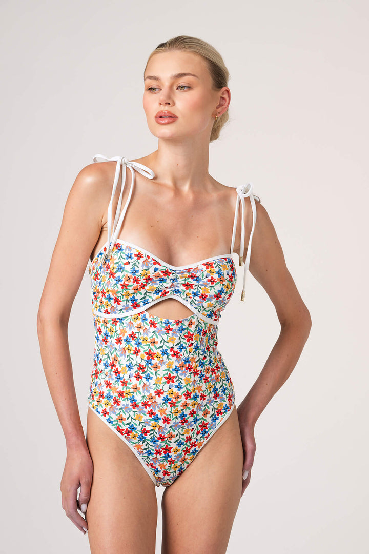 Sunset Garden Reversible Cutout One Piece Swimsuit
