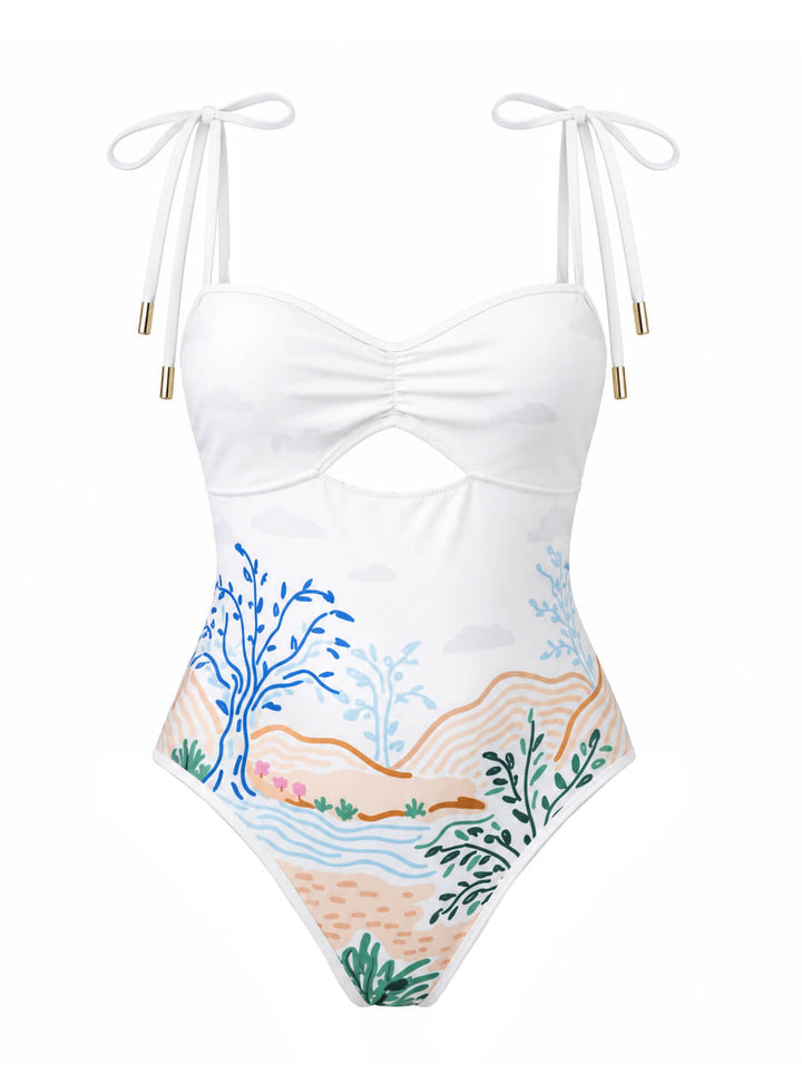 Sunset Garden Reversible Cutout One Piece Swimsuit