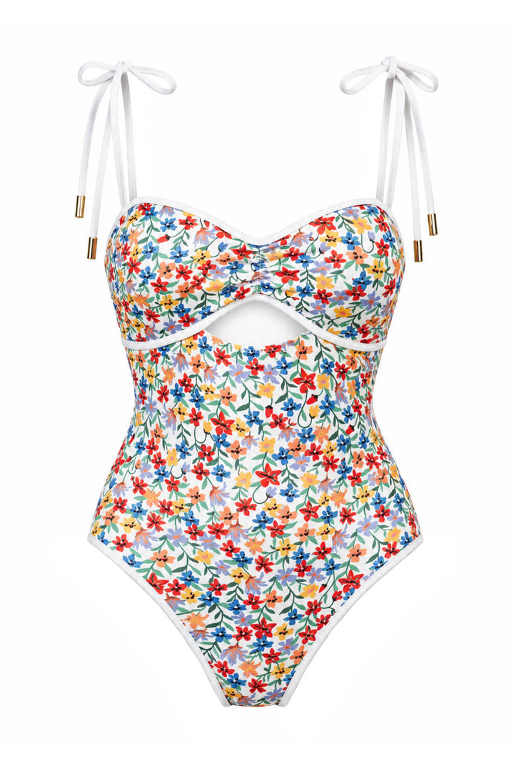 Sunset Garden Reversible Cutout One Piece Swimsuit