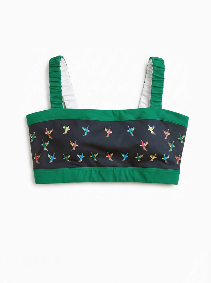 Emerald Echo Reversible Ruched Sports Crop
