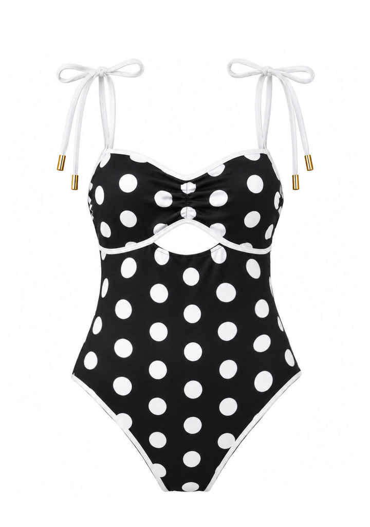 Paris Polka Reversible Cutout One Piece Swimsuit