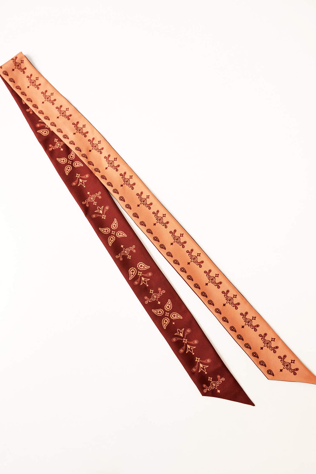 Silk Skinny Scarf Scarlet Paisley