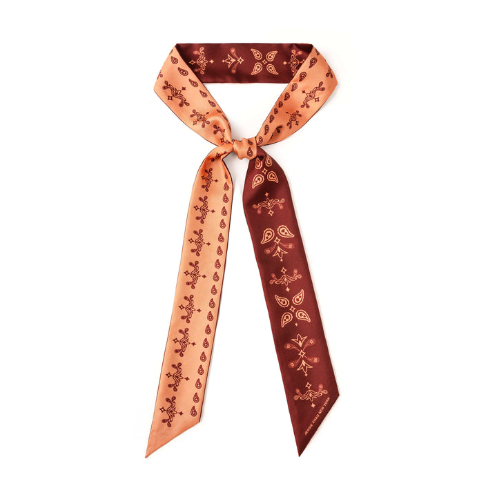 Silk Skinny Scarf Scarlet Paisley