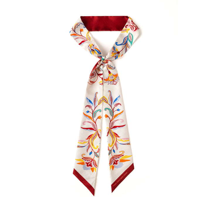 Silk Skinny Scarf Terra Paisley