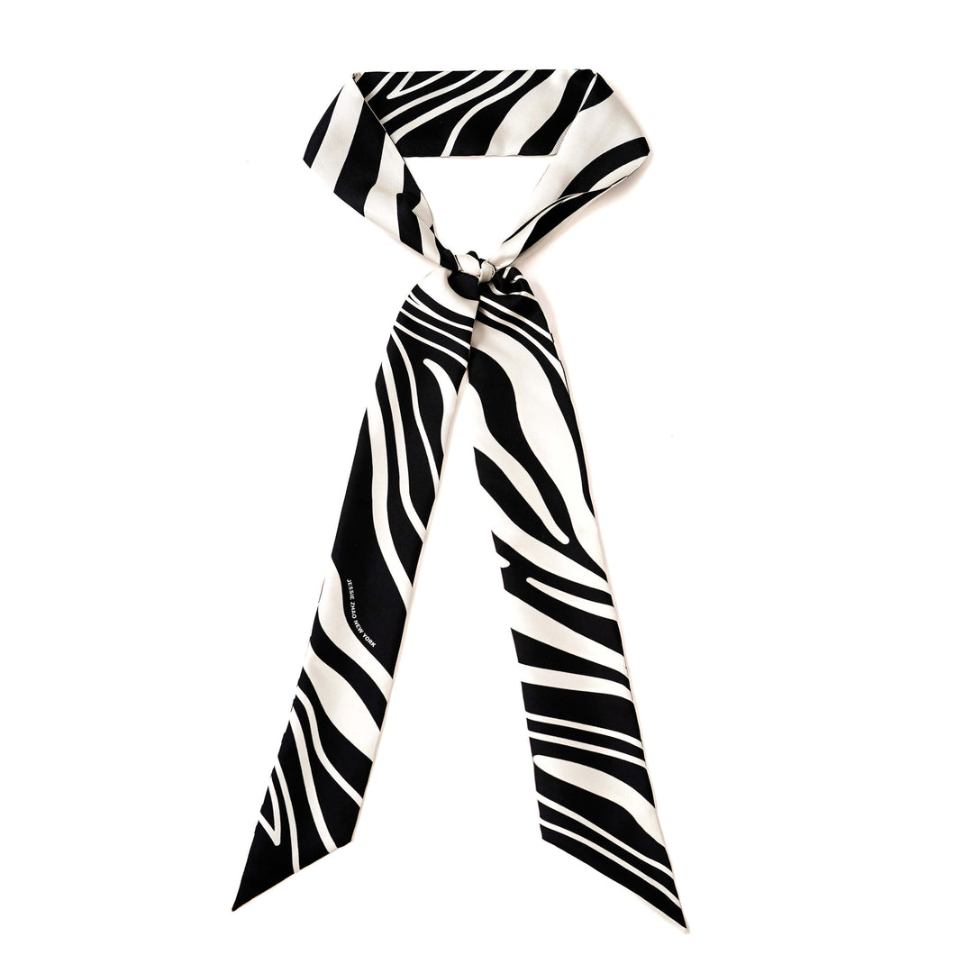 Silk Skinny Scarf Zebra Wave