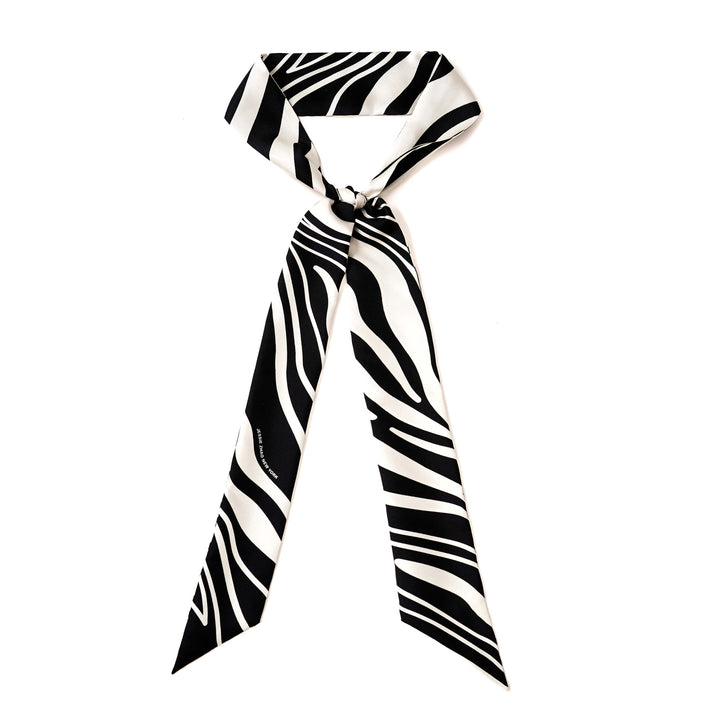 Silk Skinny Scarf Zebra Wave