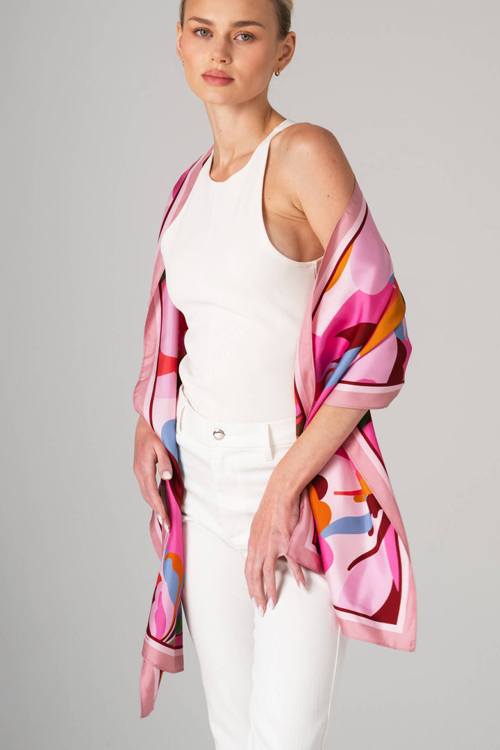 Petal Mirage Oblong Silk Scarf
