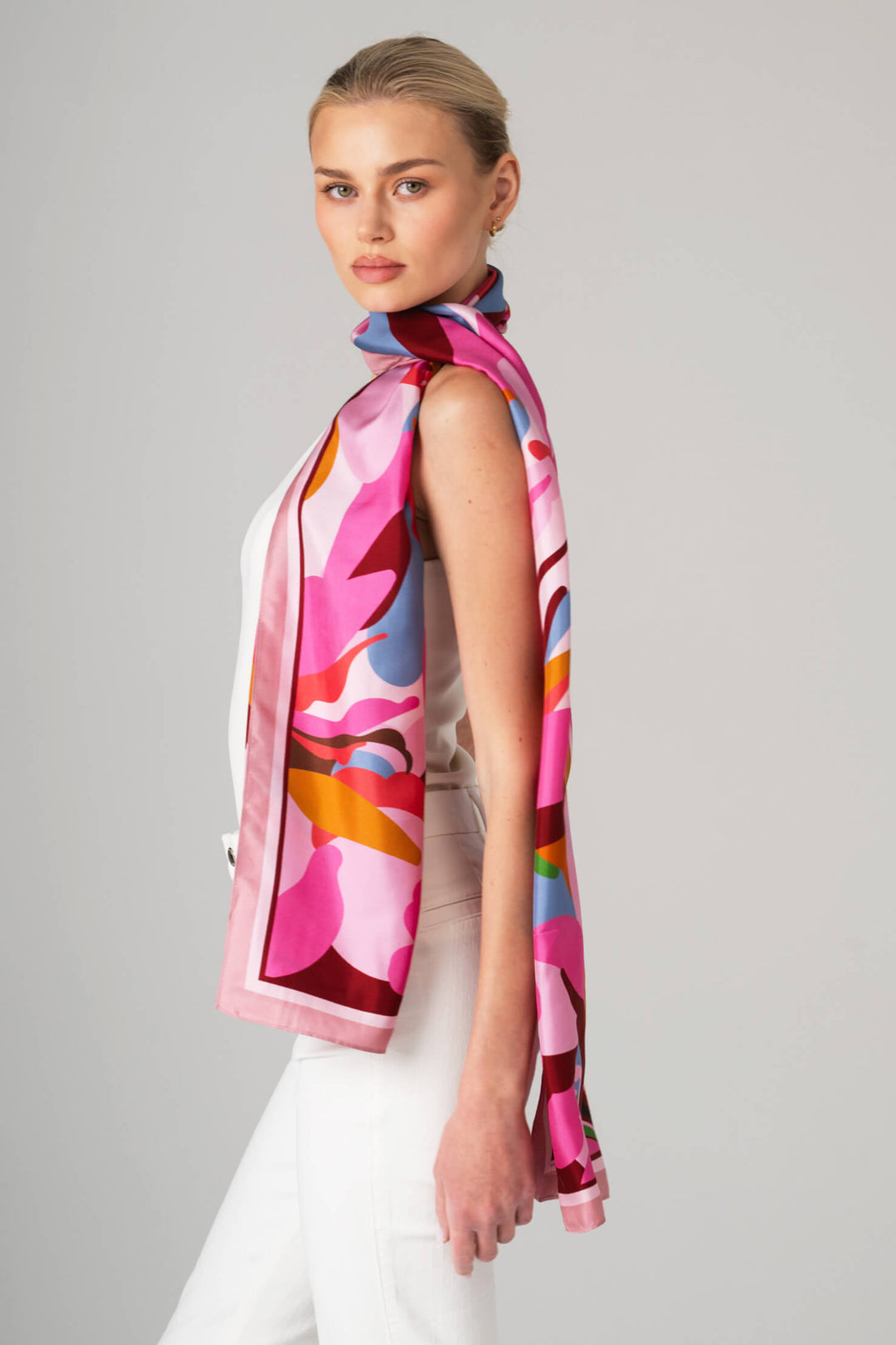 Petal Mirage Oblong Silk Scarf