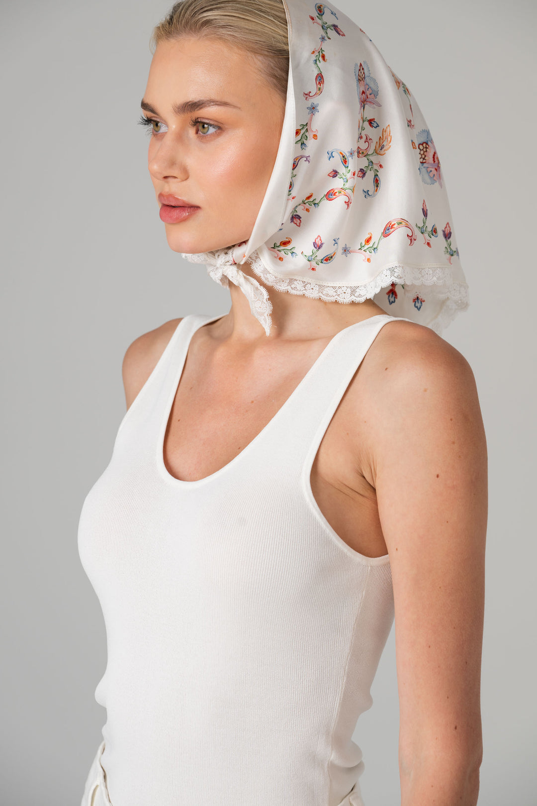 Dawn Garden Triangle Silk Scarf