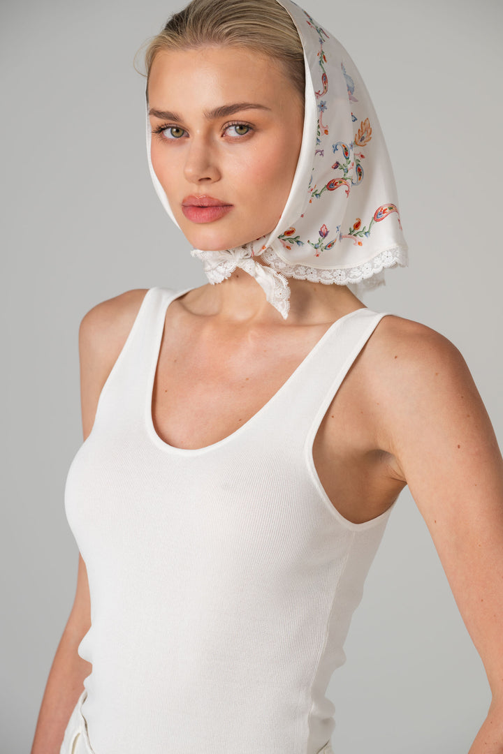 Dawn Garden Triangle Silk Scarf