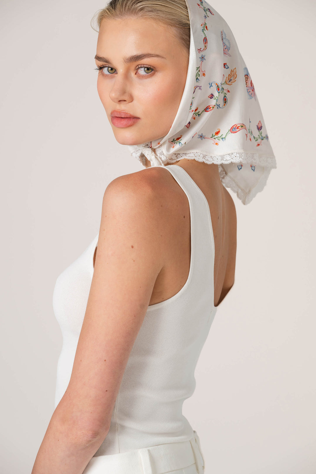 Dawn Garden Triangle Silk Scarf