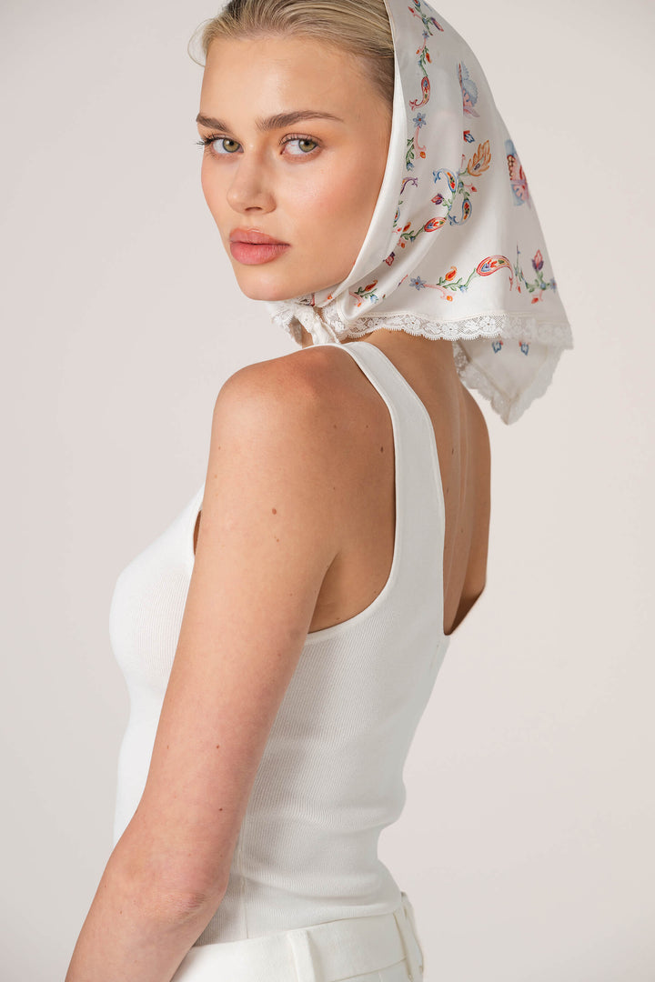 Dawn Garden Triangle Silk Scarf