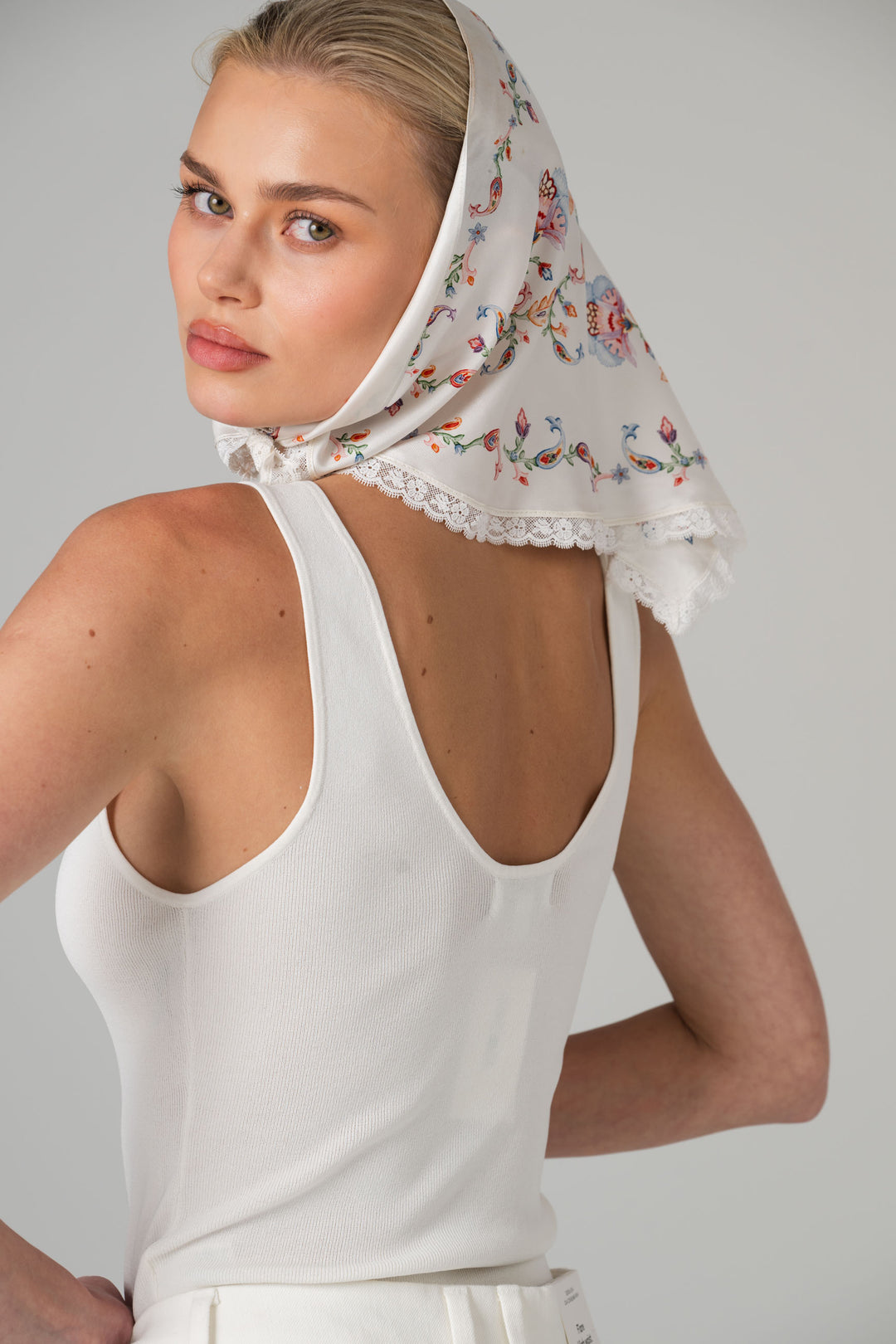 Dawn Garden Triangle Silk Scarf