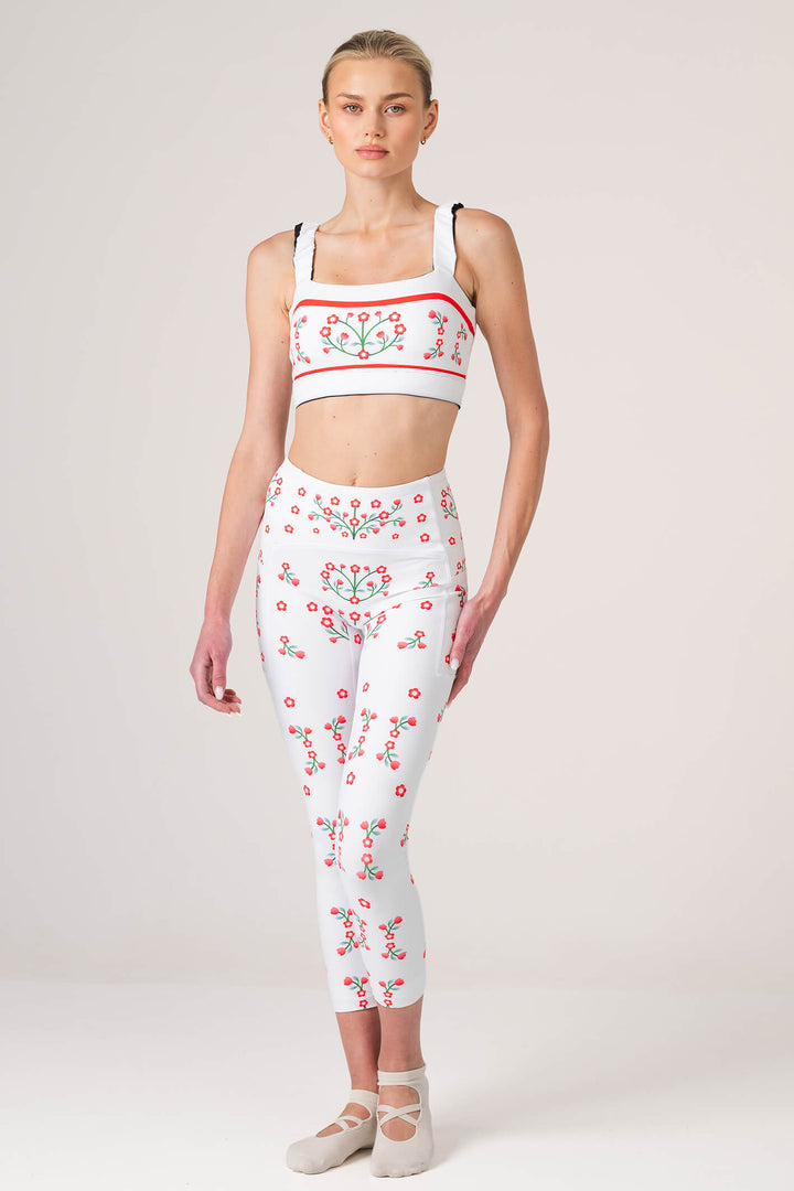 Day/Night Garden Reversible Ruched Sports Crop Top