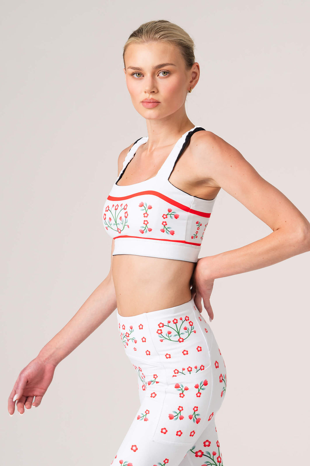 Day/Night Garden Reversible Ruched Sports Crop Top