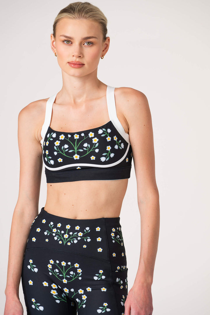 Day/Night Garden Reversible Racerback Sports Bra